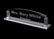 #GL79 Classic Glass desk nameplate that combines a classic design with the cool look of glass.