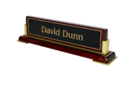 The Elete is an upscale desk nameplate for the executive.