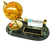 BKZ100 desk accessory with globe and business card holder. Elegant marble desk item.