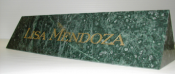 Cosmic Green marble triangle nameplate