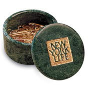 Green Marble Cache Box with paper clips